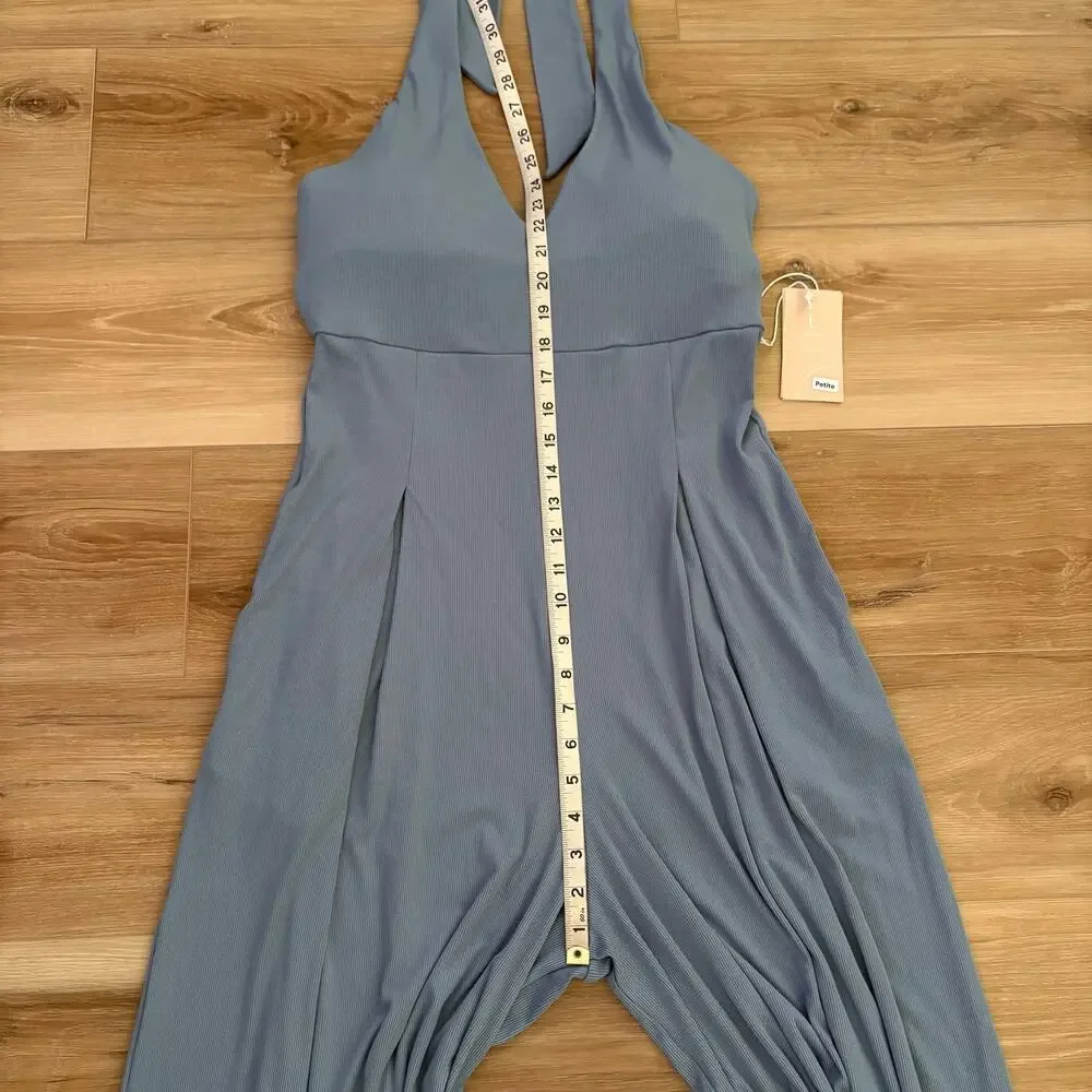 Popflex PETITE Halter Go with the Flow Jumpsuit Cool Creek L Petite - Picture 6 of 8